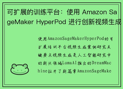 可扩展的训练平台：使用 Amazon SageMaker HyperPod 进行创新视频生成案例