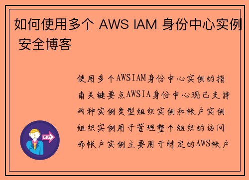 如何使用多个 AWS IAM 身份中心实例 安全博客